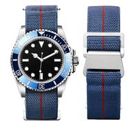 BINLUN Elastic Nylon Watch Straps 18mm/20mm/22mm Marine Nationale Style Parachute Fabric Replacement Watch Band Hook-and-Loop Silver/Black Buckle Men Women(Blue-red,22mm)