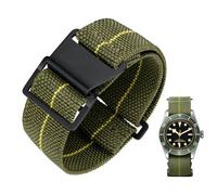 BINLUN Elastic Nylon Watch Straps 18mm/20mm/22mm Marine Nationale Style Parachute Fabric Replacement Watch Band Hook-and-Loop Silver/Black Buckle Men Women(Green-yellow,22mm)
