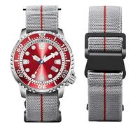 BINLUN Elastic Nylon Watch Straps 18mm/20mm/22mm Marine Nationale Style Parachute Fabric Replacement Watch Band Hook-and-Loop Silver/Black Buckle Men Women(Grey-red,22mm)