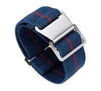 BINLUN Elastic Nylon Watch Straps 18mm/20mm/22mm Marine Nationale Style Parachute Fabric Replacement Watch Band Hook-and-Loop Silver/Black Buckle Men Women（Blue-red,20mm）