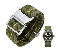 BINLUN Elastic Nylon Watch Straps 18mm/20mm/22mm Marine Nationale Style Parachute Fabric Replacement Watch Band Hook-and-Loop Silver/Black Buckle Men Women(Green-yellow,22mm)