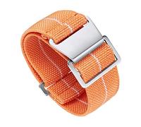 BINLUN Elastic Nylon Watch Straps 18mm/20mm/22mm Marine Nationale Style Parachute Fabric Replacement Watch Band Hook-and-Loop Silver/Black Buckle Men Women（Orange-white,22mm）