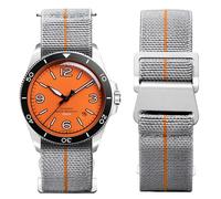 BINLUN Elastic Nylon Watch Straps 18mm/20mm/22mm Marine Nationale Style Parachute Fabric Replacement Watch Band Hook-and-Loop Silver/Black Buckle Men Women（Grey-Orange,20mm）