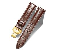 BINLUN Genuine Calfskin Leather Watch Bands Replacement Alligator Strap for Men Women with Silver/Gold/Rose Gold Butterfly Deployment Buckle(Brown-G,21mm)
