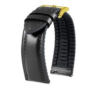 BINLUN Leather Silicone Watch Straps Quick Release14mm 16mm 18mm 19mm 20mm 21mm 22mm Breathable Micro-Perforated Leather Rubber Hybrid Watch Bands 6 Colours Men Women(Black,Gold buckle,22mm)