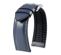 BINLUN Leather Silicone Watch Straps Quick Release14mm 16mm 18mm 19mm 20mm 21mm 22mm Breathable Micro-Perforated Leather Rubber Hybrid Watch Bands 6 Colours Men Women(Dark Blue,Sliver Buckle,16mm)