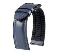 BINLUN Leather Silicone Watch Straps Quick Release14mm 16mm 18mm 19mm 20mm 21mm 22mm Breathable Micro-Perforated Leather Rubber Hybrid Watch Bands 6 Colours Men Women(Dark Blue,Black Buckle,18mm)