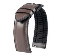 BINLUN Leather Silicone Watch Straps Quick Release14mm 16mm 18mm 19mm 20mm 21mm 22mm Breathable Micro-Perforated Leather Rubber Hybrid Watch Bands 6 Colours Men Women(Brown,Black Buckle,22mm)