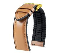 BINLUN Leather Silicone Watch Straps Quick Release14mm 16mm 18mm 19mm 20mm 21mm 22mm Breathable Micro-Perforated Leather Rubber Hybrid Watch Bands 6 Colours Men Women(Light Brown,Gold buckle,20mm)