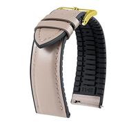 BINLUN Leather Silicone Watch Straps Quick Release14mm 16mm 18mm 19mm 20mm 21mm 22mm Breathable Micro-Perforated Leather Rubber Hybrid Watch Bands 6 Colours Men Women(Beige,Gold buckle,20mm)