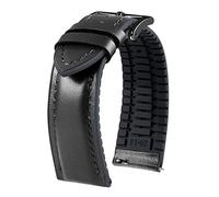 BINLUN Leather Silicone Watch Straps Quick Release14mm 16mm 18mm 19mm 20mm 21mm 22mm Breathable Micro-Perforated Leather Rubber Hybrid Watch Bands 6 Colours Men Women(Black,Black Buckle,16mm)