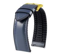 BINLUN Leather Silicone Watch Straps Quick Release14mm 16mm 18mm 19mm 20mm 21mm 22mm Breathable Micro-Perforated Leather Rubber Hybrid Watch Bands 6 Colours Men Women(Dark Blue,Gold buckle,16mm)