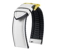 BINLUN Leather Silicone Watch Straps Quick Release14mm 16mm 18mm 19mm 20mm 21mm 22mm Breathable Micro-Perforated Leather Rubber Hybrid Watch Bands 6 Colours Men Women(White,Gold buckle,21mm)