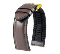 BINLUN Leather Silicone Watch Straps Quick Release14mm 16mm 18mm 19mm 20mm 21mm 22mm Breathable Micro-Perforated Leather Rubber Hybrid Watch Bands 6 Colours Men Women(Brown,Gold buckle,20mm)