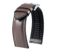 BINLUN Leather Silicone Watch Straps Quick Release14mm 16mm 18mm 19mm 20mm 21mm 22mm Breathable Micro-Perforated Leather Rubber Hybrid Watch Bands 6 Colours Men Women(Brown,Sliver Buckle,14mm)
