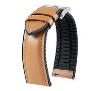BINLUN Leather Silicone Watch Straps Quick Release14mm 16mm 18mm 19mm 20mm 21mm 22mm Breathable Micro-Perforated Leather Rubber Hybrid Watch Bands 6 Colours Men Women(Light Brown,Sliver Buckle,19mm)