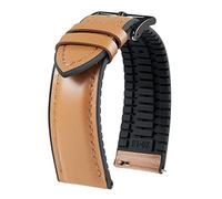 BINLUN Leather Silicone Watch Straps Quick Release14mm 16mm 18mm 19mm 20mm 21mm 22mm Breathable Micro-Perforated Leather Rubber Hybrid Watch Bands 6 Colours Men Women(Light Brown,Black Buckle,22mm)