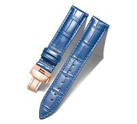 BINLUN Leather Watch Bands Replacement Alligator Pattern Watch Strap for Men Women with Silver/Gold/Rose Gold Butterfly Deployment Buckle(Blue-RG,17mm)