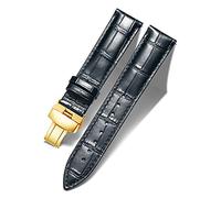 BINLUN Leather Watch Bands Replacement Alligator Pattern Watch Strap for Men Women with Silver/Gold/Rose Gold Butterfly Deployment Buckle(Black-G,18mm)