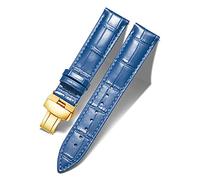 BINLUN Leather Watch Bands Replacement Alligator Pattern Watch Strap for Men Women with Silver/Gold/Rose Gold Butterfly Deployment Buckle(Blue-G,22mm)