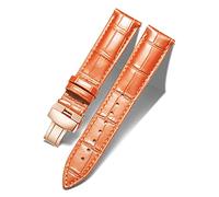 BINLUN Leather Watch Bands Replacement Alligator Pattern Watch Strap for Men Women with Silver/Gold/Rose Gold Butterfly Deployment Buckle(Orange-RG,16mm)