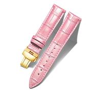 BINLUN Leather Watch Bands Replacement Alligator Pattern Watch Strap for Men Women with Silver/Gold/Rose Gold Butterfly Deployment Buckle(Pink-G,14mm)