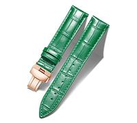 BINLUN Leather Watch Bands Replacement Alligator Pattern Watch Strap for Men Women with Silver/Gold/Rose Gold Butterfly Deployment Buckle(Green-RG,19mm)
