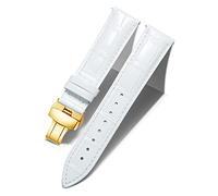 BINLUN Leather Watch Bands Replacement Alligator Pattern Watch Strap for Men Women with Silver/Gold/Rose Gold Butterfly Deployment Buckle(White-G,16mm)