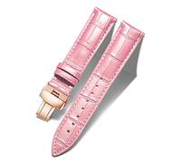 BINLUN Leather Watch Bands Replacement Alligator Pattern Watch Strap for Men Women with Silver/Gold/Rose Gold Butterfly Deployment Buckle(Pink-RG,12mm)