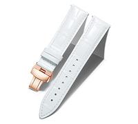 BINLUN Leather Watch Bands Replacement Alligator Pattern Watch Strap for Men Women with Silver/Gold/Rose Gold Butterfly Deployment Buckle(White-RG,16mm)