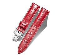 BINLUN Leather Watch Bands Replacement Alligator Pattern Watch Strap for Men Women with Silver/Gold/Rose Gold Butterfly Deployment Buckle(Red,19mm)