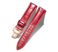 BINLUN Leather Watch Bands Replacement Alligator Pattern Watch Strap for Men Women with Silver/Gold/Rose Gold Butterfly Deployment Buckle(Red-RG,20mm)