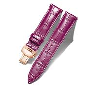BINLUN Leather Watch Bands Replacement Alligator Pattern Watch Strap for Men Women with Silver/Gold/Rose Gold Butterfly Deployment Buckle(Amaranth-RG,18mm)