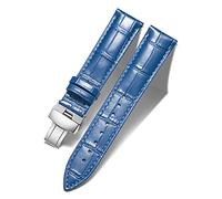 BINLUN Leather Watch Bands Replacement Alligator Pattern Watch Strap for Men Women with Silver/Gold/Rose Gold Butterfly Deployment Buckle(Blue,14mm)