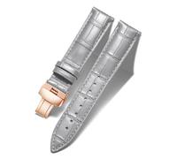 BINLUN Leather Watch Bands Replacement Quick Release Watch Strap for Men Women with Silver/Gold/Rose Gold Butterfly Deployment Buckle(Grey-RG,22mm)
