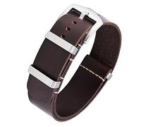 BINLUN Leather Watch Straps Crazy Horse Oiled Leather Watch Bands 18mm 19mm 20mm 21mm 22mm 24mm Replacement One-Piece Watchbands for Men and Women Silver & Black Buckle