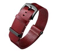 BINLUN Leather Watch Straps Crazy Horse Oiled Leather Watch Bands 18mm 19mm 20mm 21mm 22mm 24mm Replacement One-Piece Watchbands for Men and Women Silver & Black Buckle