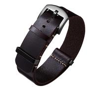 BINLUN Leather Watch Straps Crazy Horse Oiled Leather Watch Bands 18mm 19mm 20mm 21mm 22mm 24mm Replacement One-Piece Watchbands for Men and Women Silver & Black Buckle