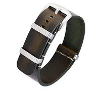 BINLUN Leather Watch Straps Crazy Horse Oiled Leather Watch Bands 18mm 19mm 20mm 21mm 22mm 24mm Replacement One-Piece Watchbands for Men and Women Silver & Black Buckle