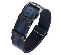 BINLUN Leather Watch Straps Crazy Horse Oiled Leather Watch Bands 18mm 19mm 20mm 21mm 22mm 24mm Replacement One-Piece Watchbands for Men and Women Silver & Black Buckle