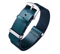 BINLUN Leather Watch Straps Crazy Horse Oiled Leather Watch Bands 18mm 19mm 20mm 21mm 22mm 24mm Replacement One-Piece Watchbands for Men and Women Silver & Black Buckle