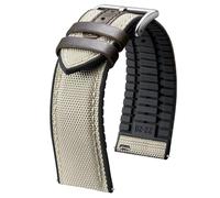 BINLUN Nylon Silicone Watch Bands 18mm 19mm 20mm 21mm 22mm Quick Release Canvas Rubber Hybrid Watch Strap Replacement Watchband for Men Women 9 Colors Silver/Black Buckle(Khaki-Silver,22mm)