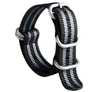 BINLUN Nylon Watch Strap Thick G10 Premium Ballistic Multicolor Bands for Men Women 18mm 19mm 20mm 21mm 22mm 23mm 24mm with Military Heavy Duty 5 Rings Silver/Black Stainless Steel Buckle