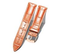 BINLUN Quick Release Leather Watch Straps Replacement Watch Bands Smart Watch Strap Crocodile Pattern in 10 Colors 13 Sizes with Rose-Gold Buckle for Men Women（Orange,16mm）