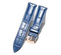 BINLUN Quick Release Leather Watch Straps Replacement Watch Bands Smart Watch Strap Smart Watch Band Crocodile Pattern in 10 Colors 13 Sizes with Rose-Gold Buckle for Men Women（Blue,20mm）