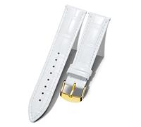 BINLUN Quick Release Leather Watch Straps Replacement Watch Bands Smart Watch Strap Smart Watch Band Crocodile Pattern in 10 Colors 13 Sizes with Gold Buckle for Men Women（White,20mm）