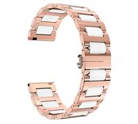 BINLUN Replacement Watch Band Stainless Steel Ceramic Watch Bracelet Polished Strap 12mm/14mm/16mm/18mm/20mm/22mm with Butterfly Buckle 6 Colors (16MM, Rose Gold Steel and White Ceramic)
