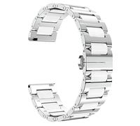BINLUN Replacement Watch Band Stainless Steel Ceramic Watch Bracelet Polished Strap 12mm/14mm/16mm/18mm/20mm/22mm with Butterfly Buckle 6 Colors (22MM, Silver Steel and White Ceramic)