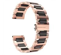 BINLUN Replacement Watch Band Stainless Steel Ceramic Watch Bracelet Polished Strap 12mm/14mm/16mm/18mm/20mm/22mm with Butterfly Buckle 6 Colors (18MM, Rose Gold Steel and Black Ceramic)