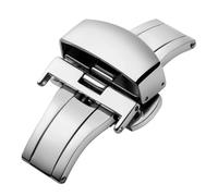 BINLUN Replacment Stainless Steel Push Button Buckle Deployment Butterfly Clasp for Leather Watch Bands Straps in Gold, Rose Gold, Silver, Black (12mm,14mm,16mm,18mm,20mm,22mm)（Silver，22mm）